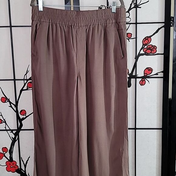 Madewell Drapeweave Carley Wide Leg Brown Pants Size Large - Picture 4 of 9